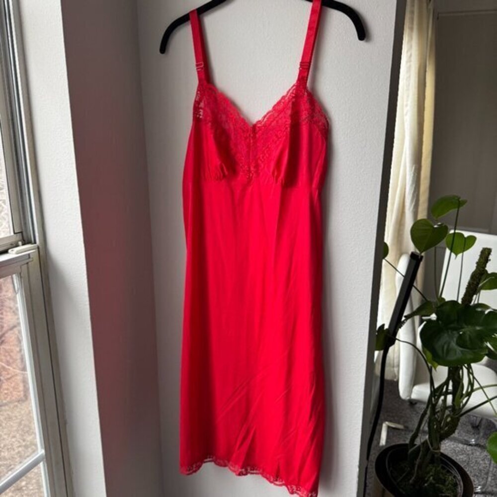 Vintage Lorraine Red Lace Nighty